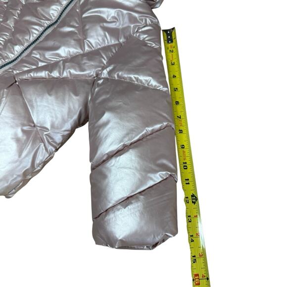 SAM EDELMAN METALLIC SUNBEAM QUILT PUFFER JACKET 3T Faux Fur Pink Girls NWT - Picture 9 of 10